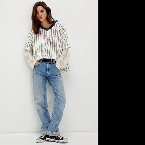 Free People  Women Ivory Combo We The Free Trevor Tee Size M NWOT 98$